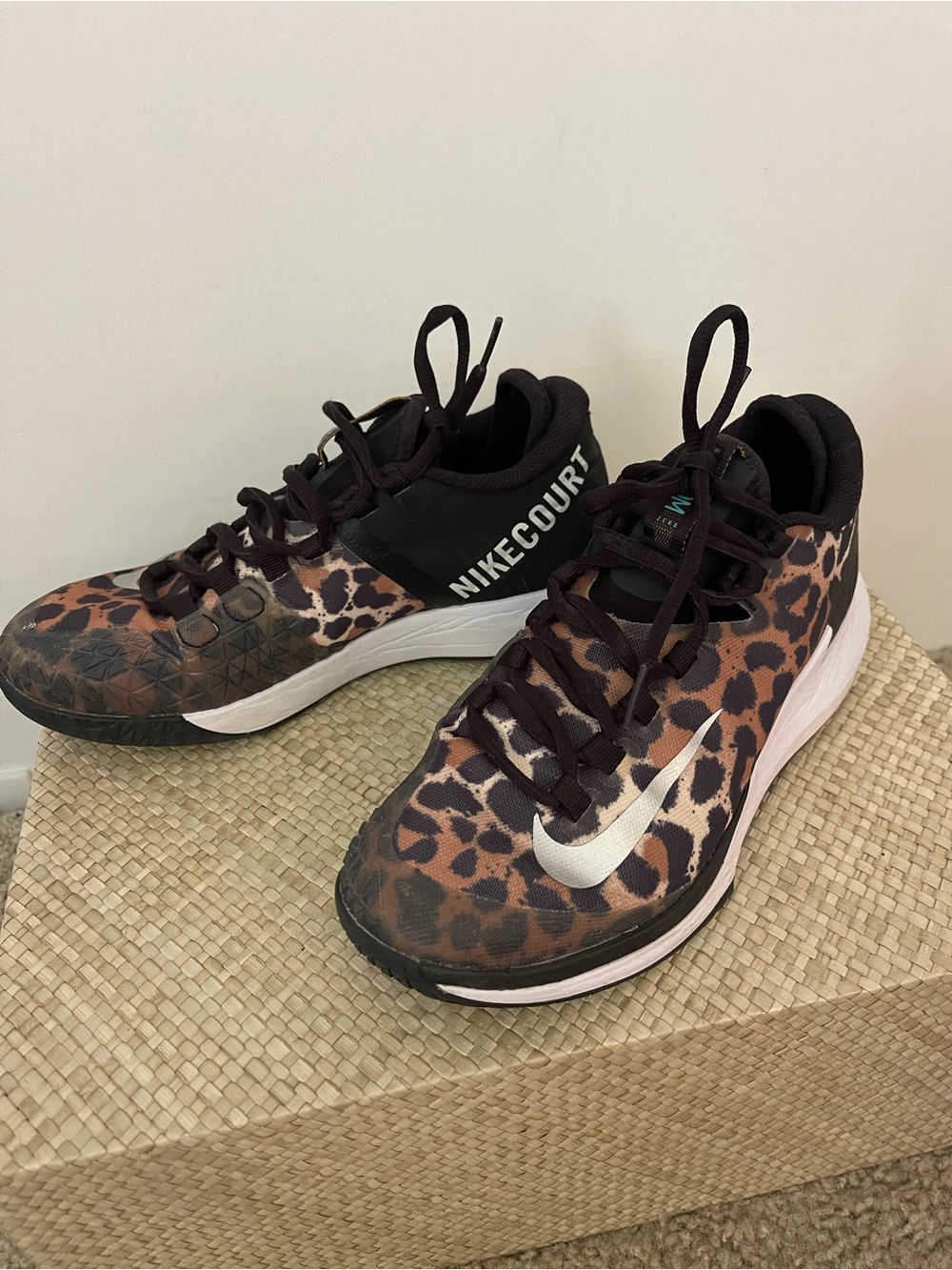 Nike Women's Leopard-Print Athletic Sneakers in Brown and Black